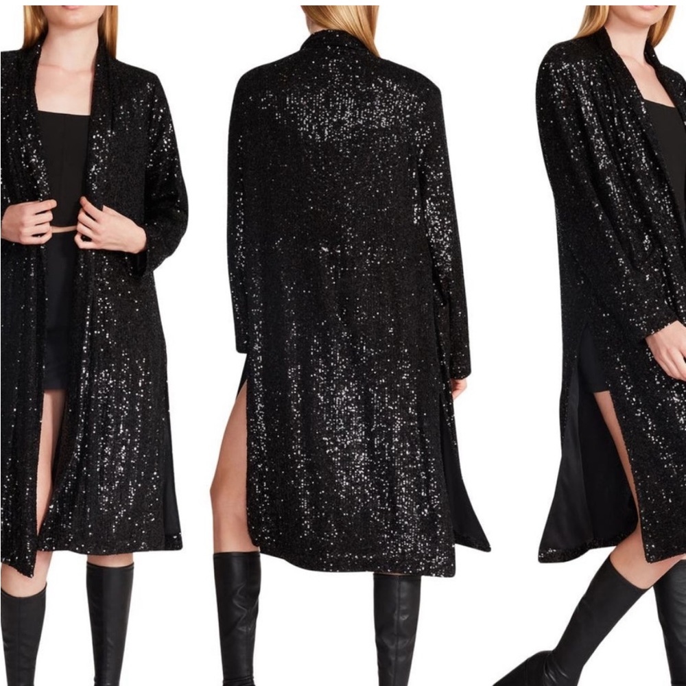 Anthropologie BB Dakota Black Sequin Duster - Picture 4 of 9